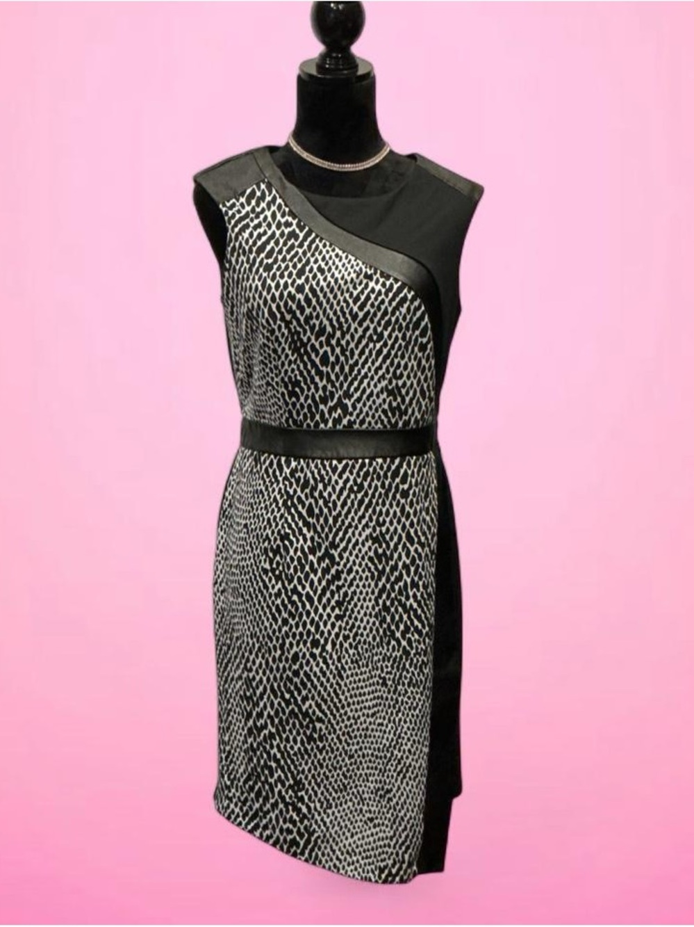 Worthington Black & White Patterned Sheath Dress